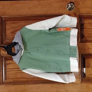 Kids Wonder Nation Green & Cream Lined Bomber Jacket with Gray Hood NWT 5